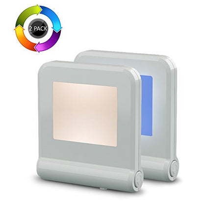 2 Pack Plug in LED Night Light with Smart Dusk to Dawn Sensor
