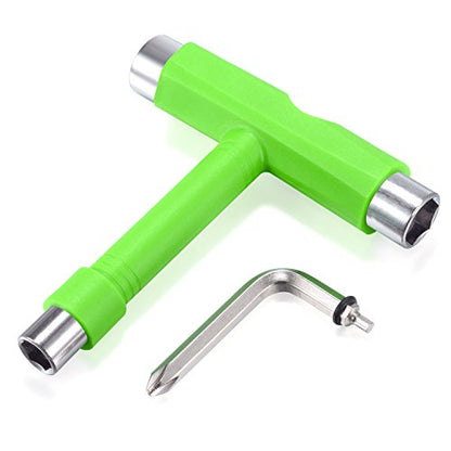 Zeato All-In-One Skate Tools Multi-function Portable Skateboard T Tool Accessory with T-type Allen Key and L-type Phillips Head Wrench Screwdriver