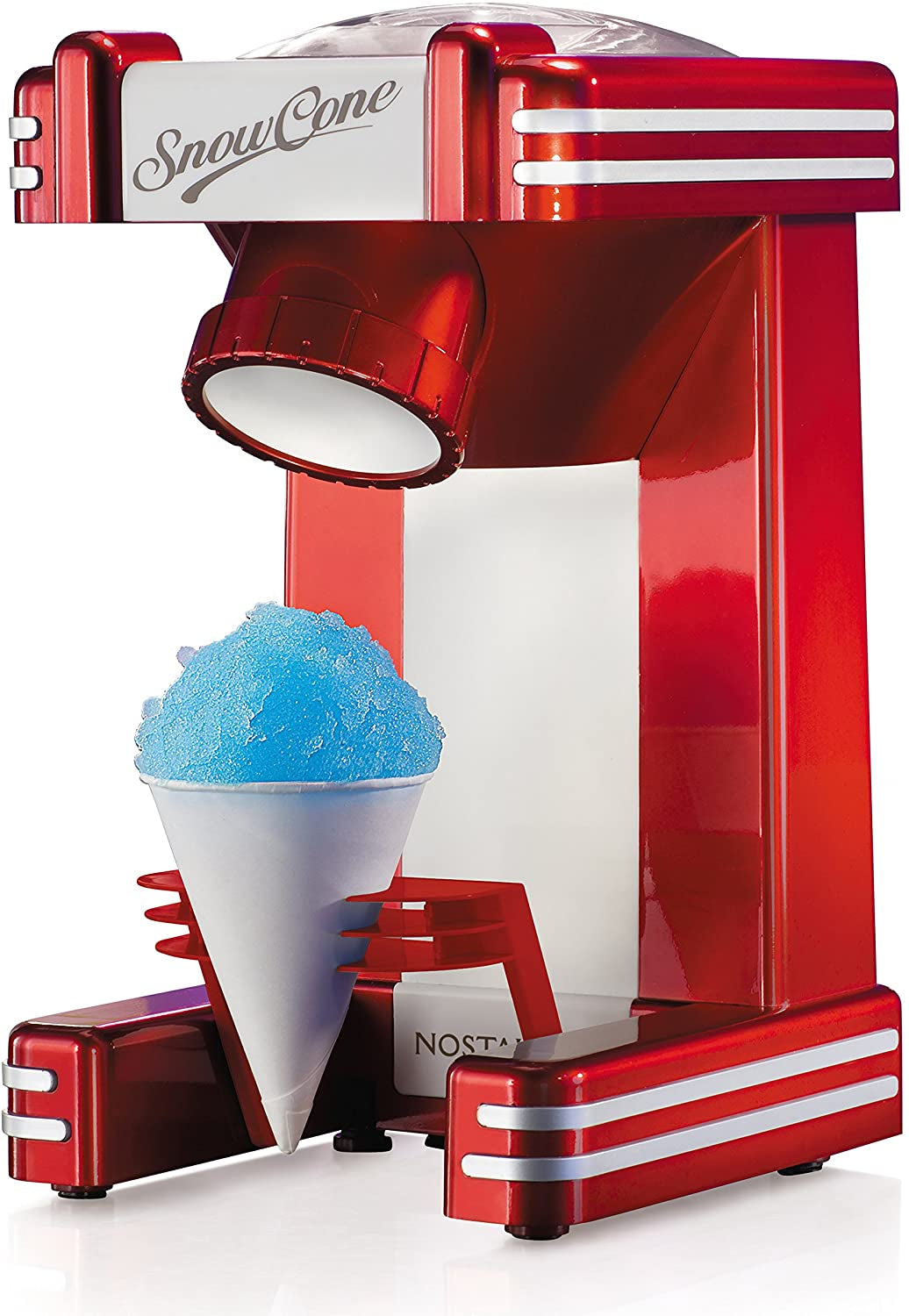  Electric Hawaiian Table-Top Snow Cone Maker, Shaved Ice Machine Includes 1 Reusable Plastic Cup and Ice Molds, White/Green