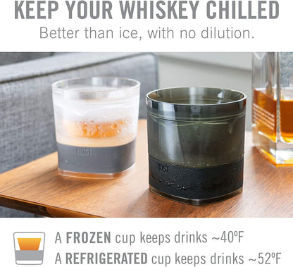  Cooling Cups for Whiskey, Bourbon, and Scotch, Freezer Gel Chiller Double Wall Tumblers Set of 1, Smoke,9 ounces