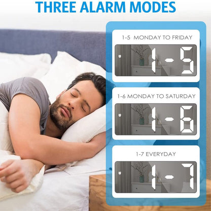 LED Digital Alarm Clock with Temperature Display & Adjustable Brightness