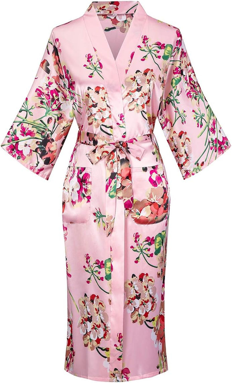 Women's Long Satin Robes - Imitation Silk Sleepwear