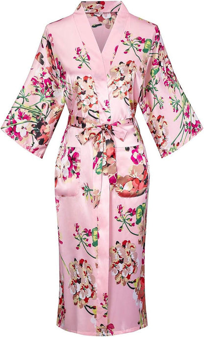Women's Long Satin Robes - Imitation Silk Sleepwear