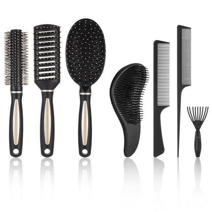 5 Pieces Hair Brush Comb Set Detangling Paddle Brush round Hair Tail Comb Wet Dry Brush for Women Men Hair Styling(Purple)