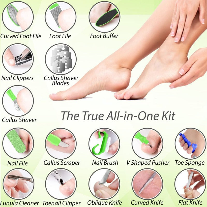 32-Piece Professional Pedicure Kit: 32 Pedicure Tools Supplies Set, Callus Remover with Foot File, Nail File Buffer, Feet Scrubber Dead Skin Remover, Foot Care Kit, Manicure Kit
