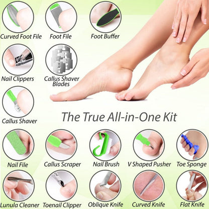  32-Piece Professional Pedicure Kit: 32 Pedicure Tools Supplies Set, Callus Remover with Foot File, Nail File Buffer, Feet Scrubber Dead Skin Remover, Foot Care Kit, Manicure Kit