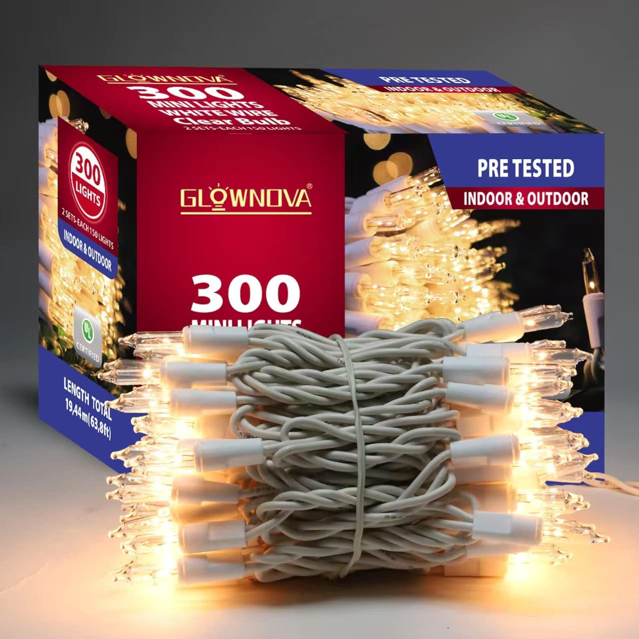  Patriotic String Lights, 100 Count 19.6 FT July 4th Mini White Wire Fairy Lights, 120V UL Certified Connectable Incandescent Independence Day