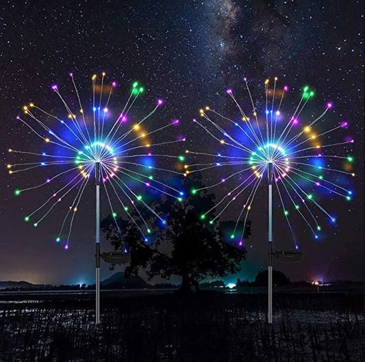  Solar Firework Light, 105 LED Multi Color Outdoor Firework Solar Garden Decorative Lights for Walkway Pathway Backyard Christmas Decoration Parties (2 Pieces)