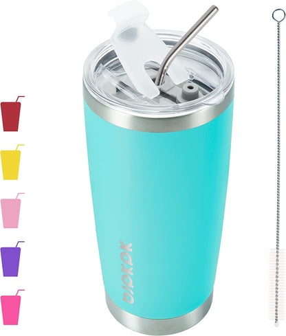  20 oz Insulated Tumblers With Lid And Straw Stainless Steel Coffee Tumbler Cup,Green