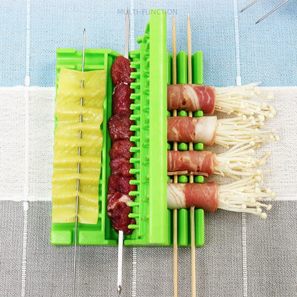  Barbecue Meat Skewer Machine Quick Portable Meat Skewer Box Easy Skewer Tools Creative Meat Kebab Maker Outdoor BBQ Gadget Kitchen Accessories
