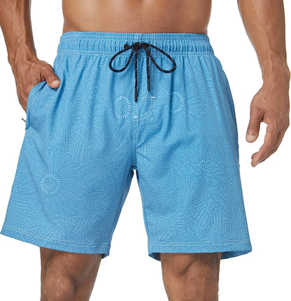  Mens Swim Trunks Quick Dry Board Shorts with Zipper Pockets Bathing Suit