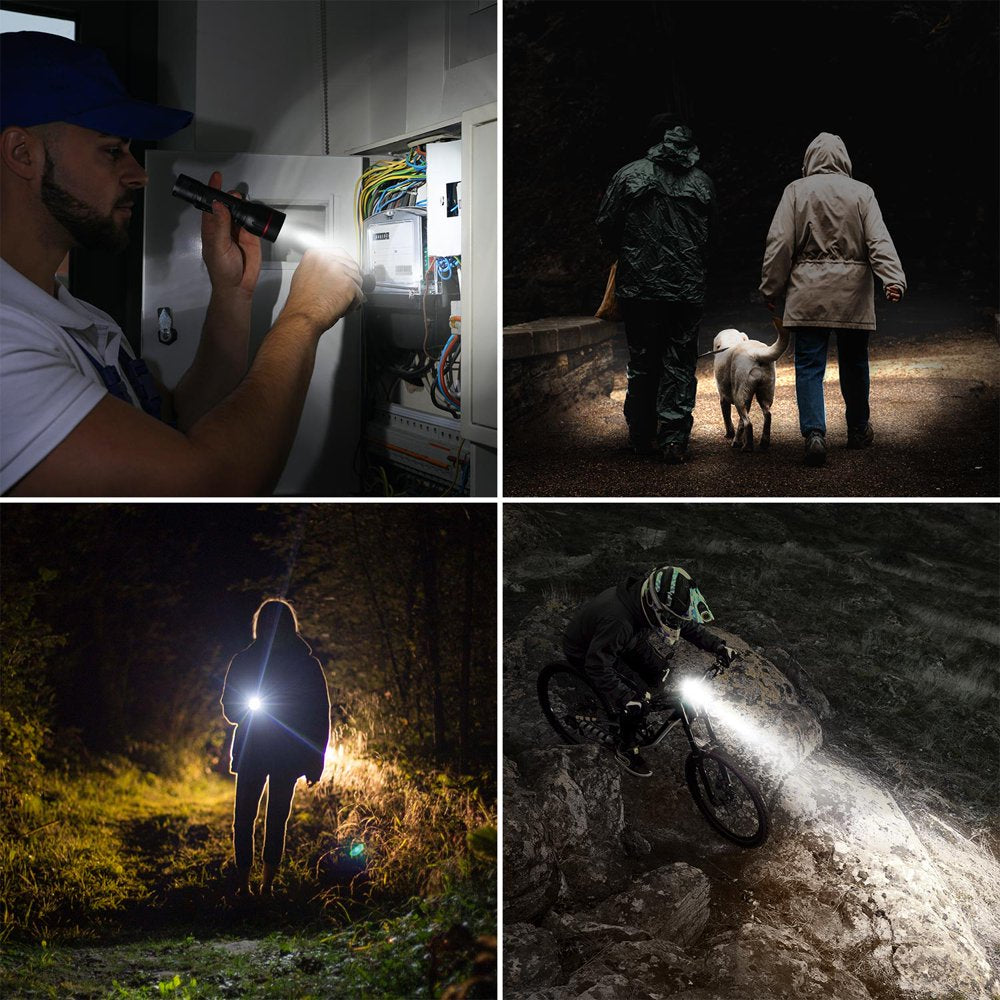 2-Packs LED Flashlights with Clip LE2050 Flashlight High Lumen Super Bright, 5 Lighting Modes, Zoomable Waterproof Lightweight Flashlights for Emergencies,Camping, Powered by AAA Battery,