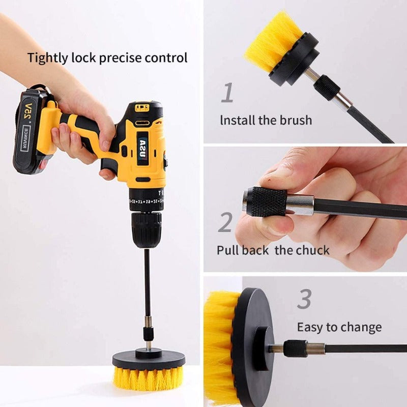 4 PCS Drill Brush Attachment Set - Power Scrubber Drill Cleaning Brush Kit