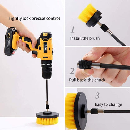 4 PCS Drill Brush Attachment Set - Power Scrubber Drill Cleaning Brush Kit