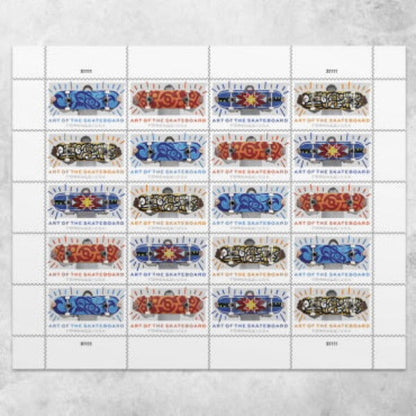 USPS Art of the Skateboard - Sheet of 20 First Class Forever Stamps