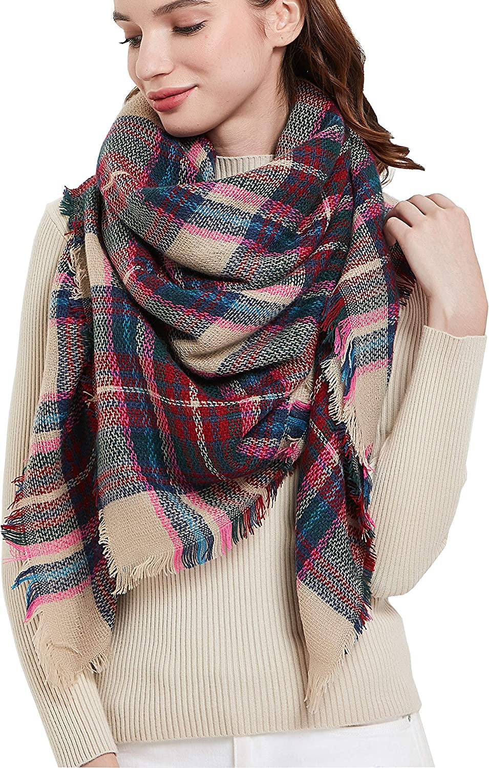 Women's Warm Square Plaid Scarf