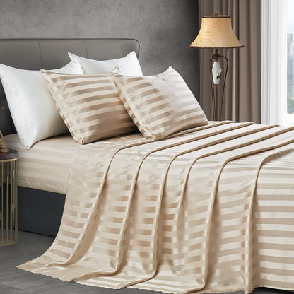 Soft Silky Satin Sheets Set, Luxury Bedding Sheet Set(1 Satin Fitted Sheet, 1 Satin Flat Sheet, 2 Satin Pillow Cases(Twin/1Pillow Case)