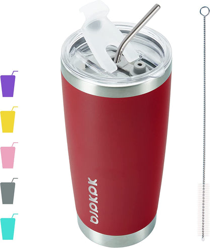  20 oz Insulated Tumblers With Lid And Straw Stainless Steel Coffee Tumbler Cup,Green