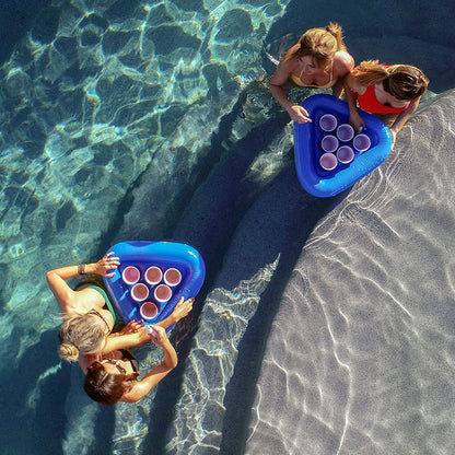 Pool Pong Rack Floating Beer Pong Set, Includes 2 Rafts and 3 Pong Balls