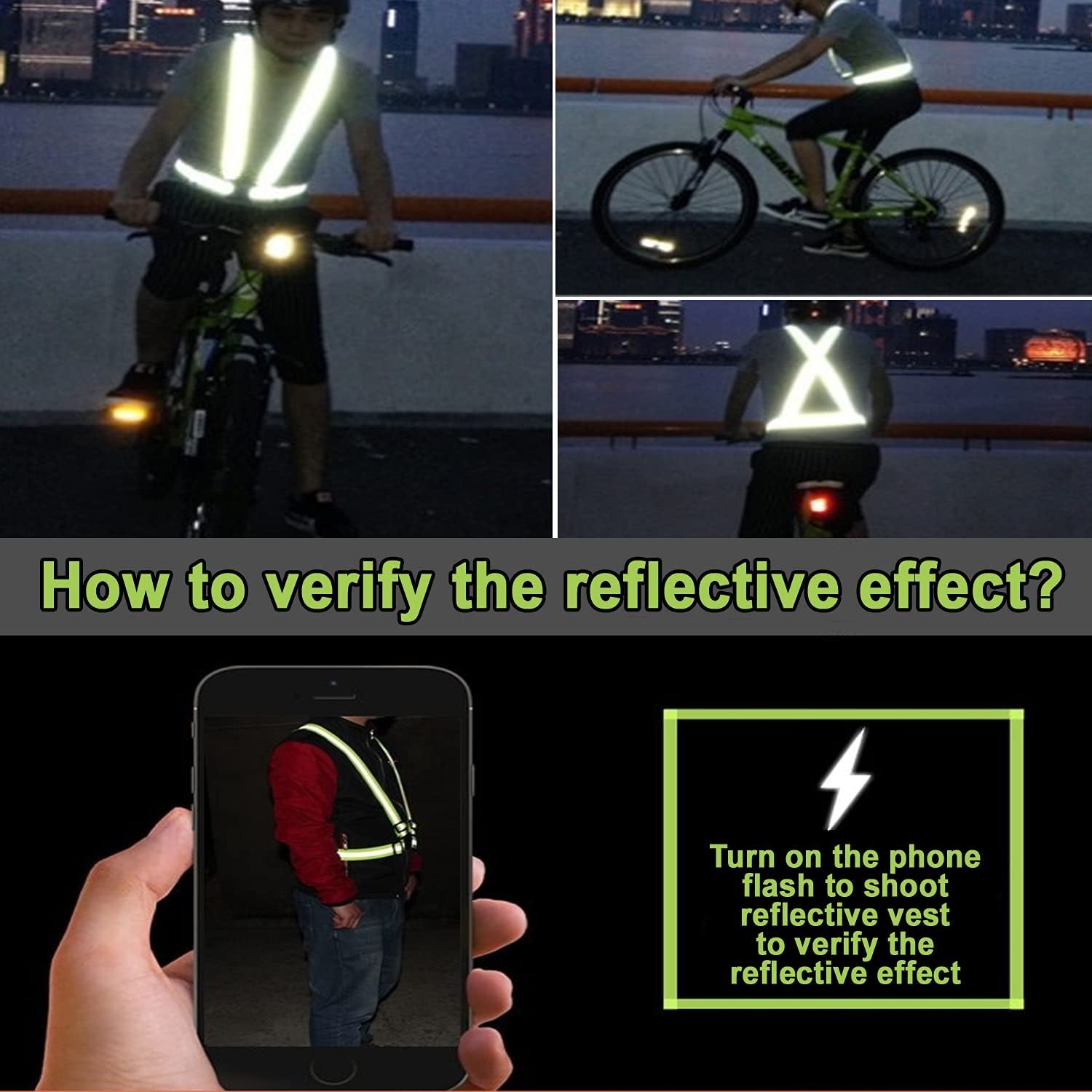  Reflective Running Vest,Reflective Vest Adjustable for Run,Cycle,Walk, Outdoor,Breathable Waterproof Lightweight