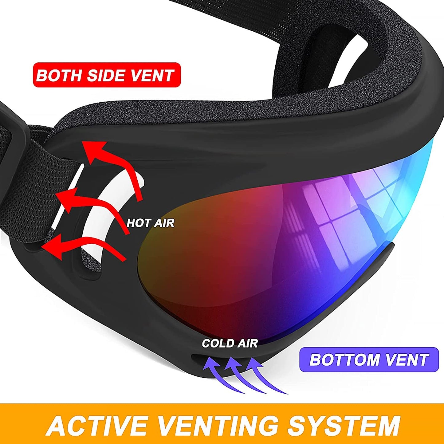 2 Pairs Motorcycle Goggles Fit Helmet, ATV Ski Goggles Anti-UV Dustproof Windproof Dirt Bike Goggles for Youth Men Women