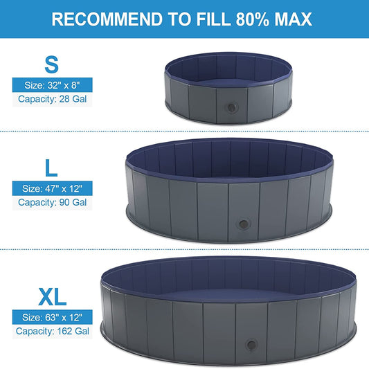  Foldable Dog Pool, Collapsible Hard Plastic Dog Swimming Pool, Portable Bath Tub for Pets Dogs and Cats, Pet Wading Pool for Indoor and Outdoor, 32 x 8 Inches