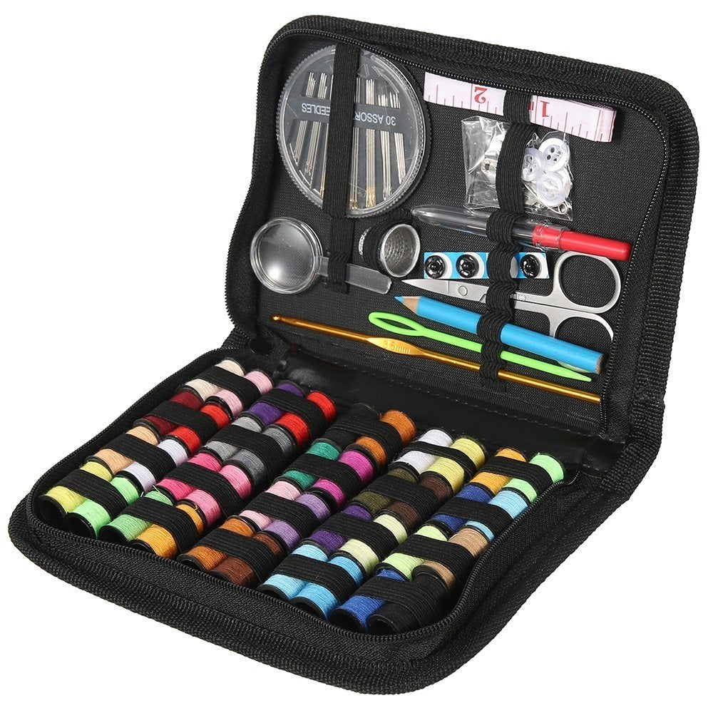 128Pcs Portable Travel Sewing Box Kit Needles Thread Stitching Kit DIY Sewing Supplies Premium Mini Sewing Accessories