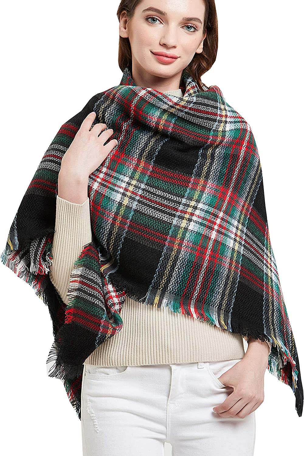 Women's Warm Square Plaid Scarf