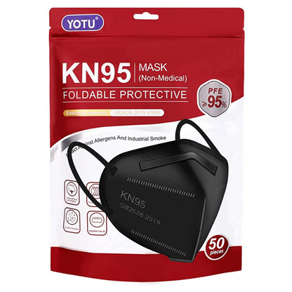 KN95 Face Masks Black, 5-ply Cup Dust Mask