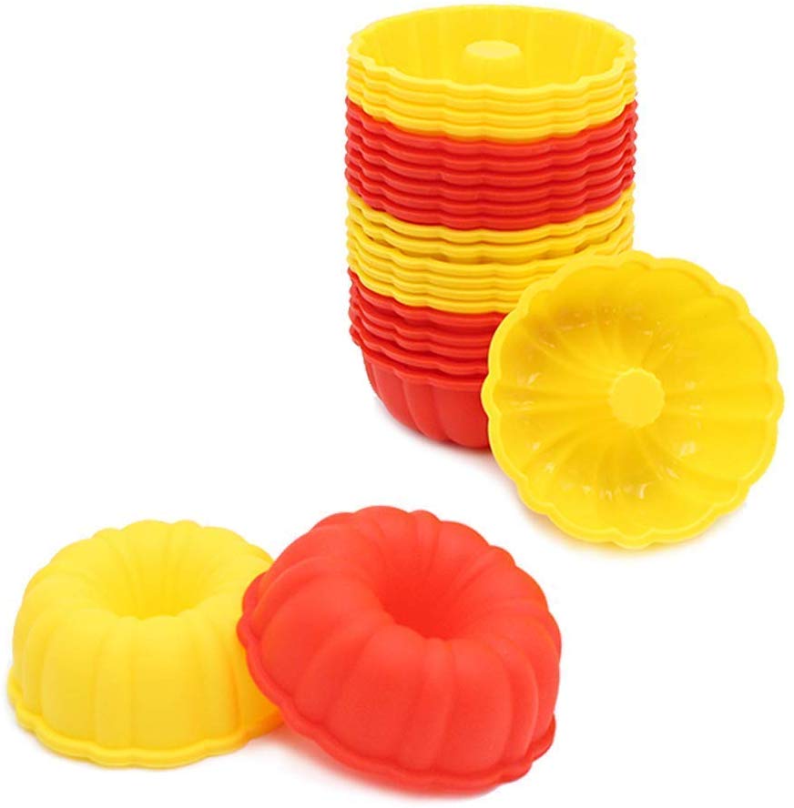 24Pc 100% Silicone Molds 2 3/4 inch Cupcake Donut BPA Free Baking Cups Set