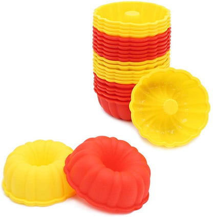 24Pc 100% Silicone Molds 2 3/4 inch Cupcake Donut BPA Free Baking Cups Set