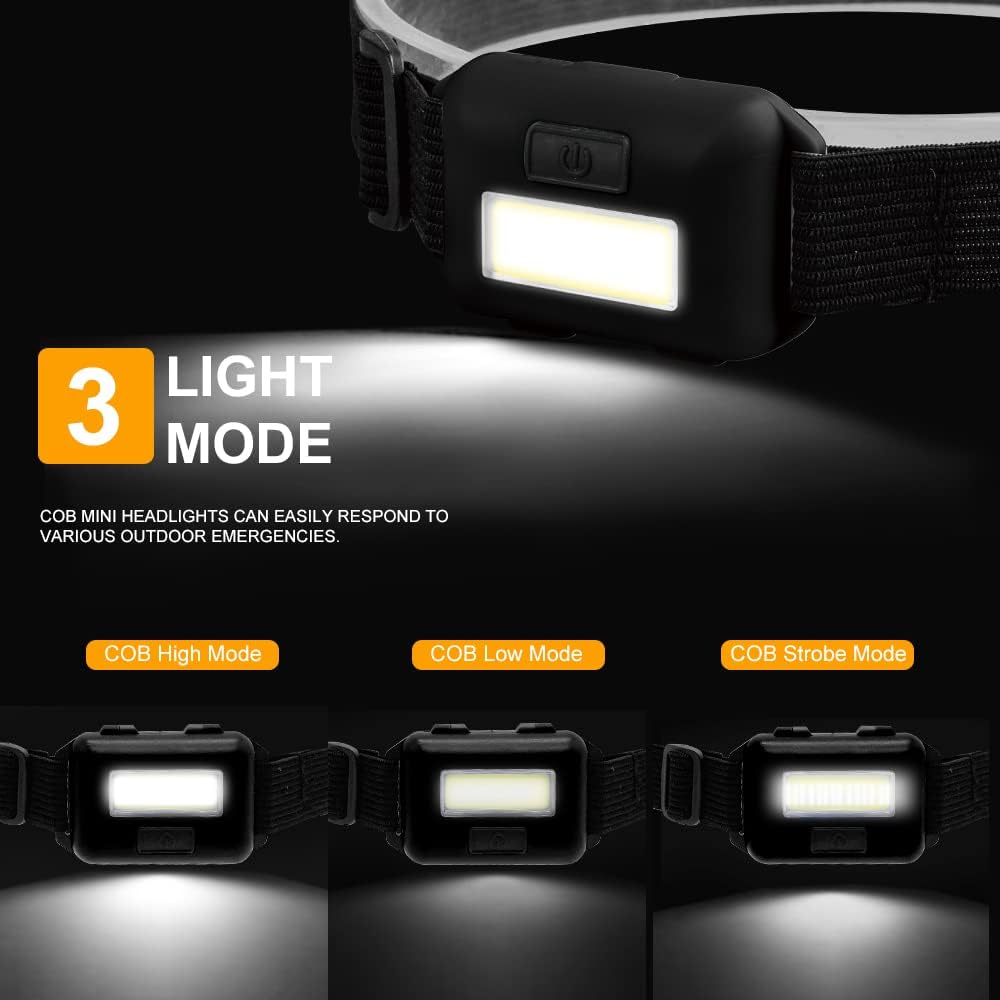 8 Pack LED Headlamps for Adults and Kids, Ultra Bright Head Lamp with 3 Modes - Includes Batteries