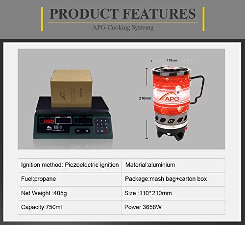 APG Portable Gas Stove Personal Cooking System Backpacking Outdoor Burner Hiking Camping Equipment Heat Exchanger Pot