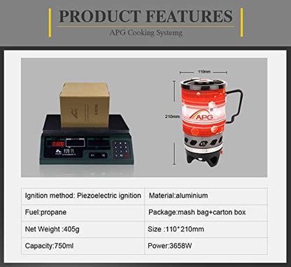 APG Portable Gas Stove Personal Cooking System Backpacking Outdoor Burner Hiking Camping Equipment Heat Exchanger Pot