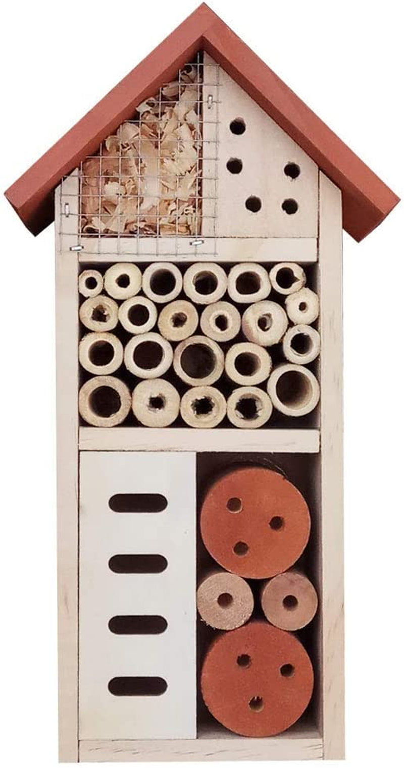 Wooden Insect House, Hanging Insect Hotel for Bee, Butterfly, Ladybirds, Beneficial Insect Habitat, Bug Hotel Garden, 10.4 X 3.4 X 5.4 Inch
