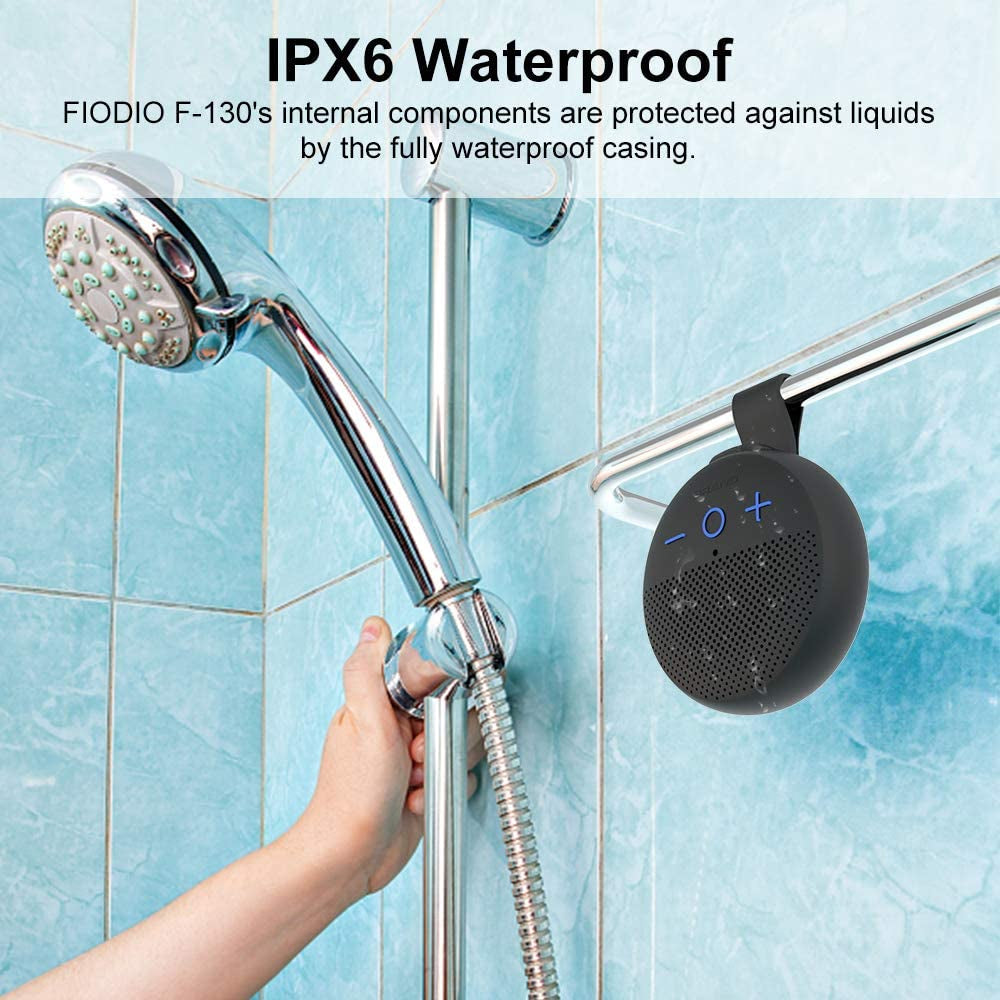 Waterproof Portable Speakers with HD Sound Subwoofer, Built in Mic, Outdoor Compact Wireless Shower Travel Speaker for Sports, Pool, Beach, Hiking and Camping, Black