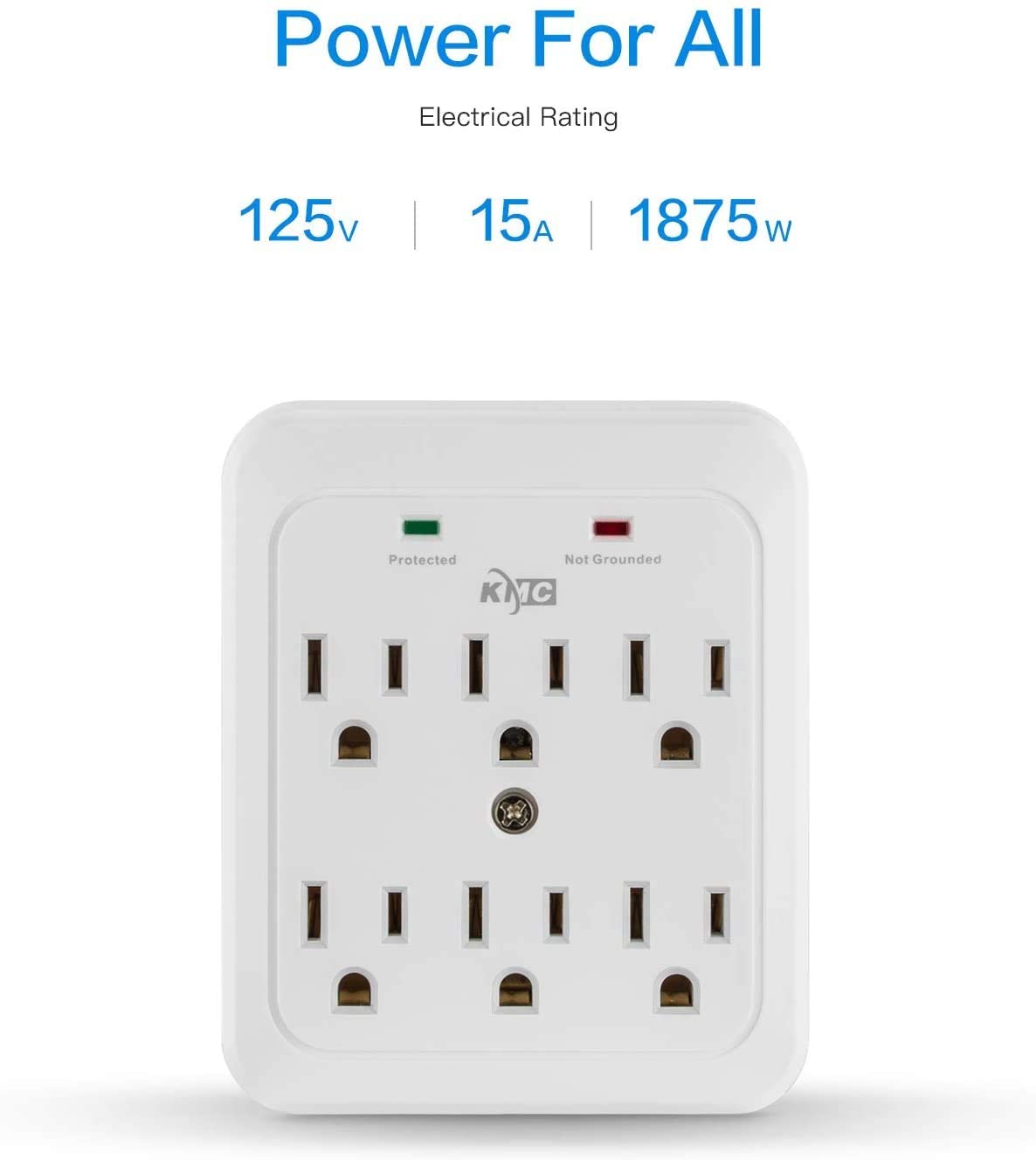 2 Pack 980 Joule Surge Protector, 6-Outlet Wall Plug Adapter Power Strip
