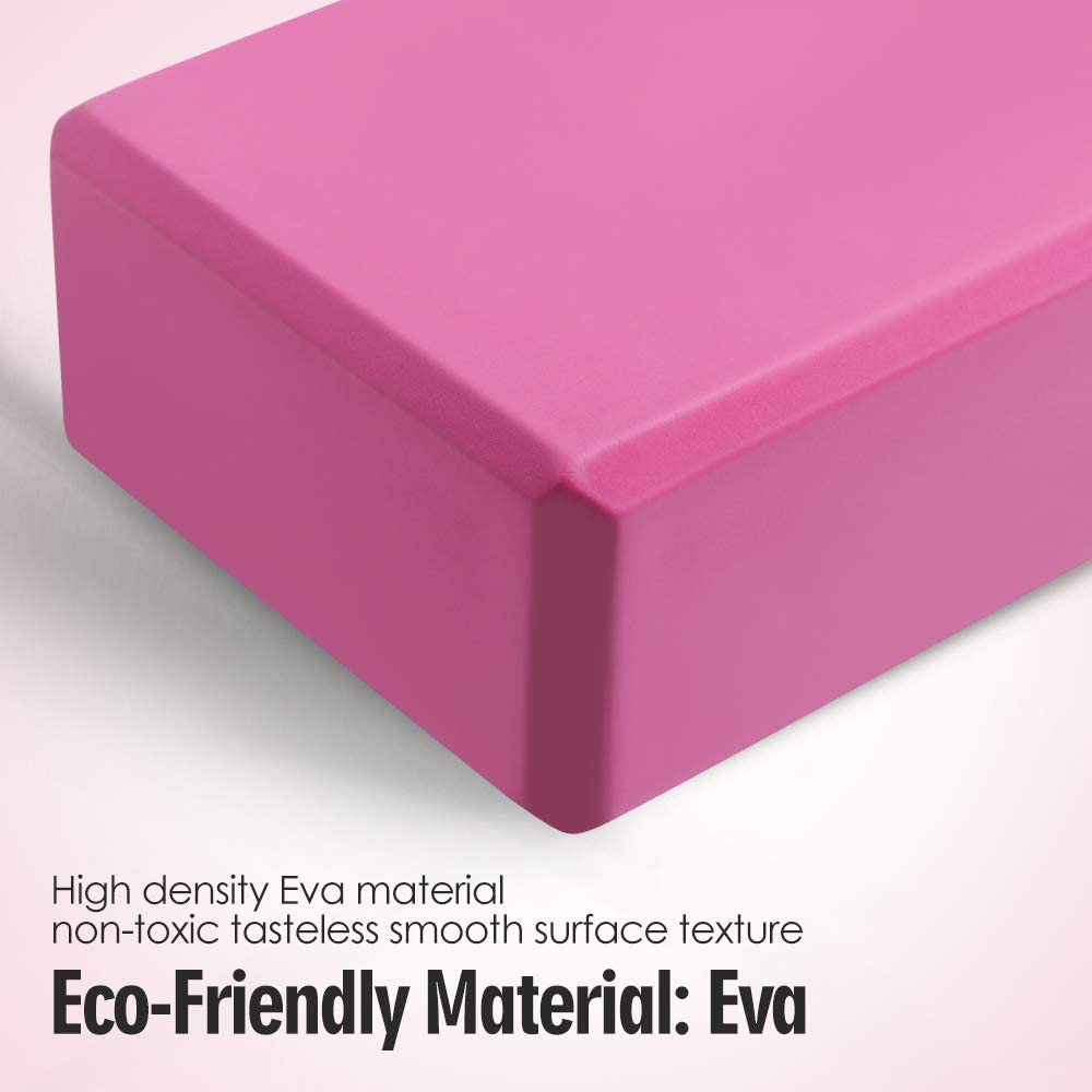 JOCHA Yoga Blocks Set of 2 with Strap EVA Foam High Density Non-Slip Lightweight Exercise Bricks Perfect for Pilates Improve Strength Aid Balance Flexibility for Beginners and Experienced Yogis