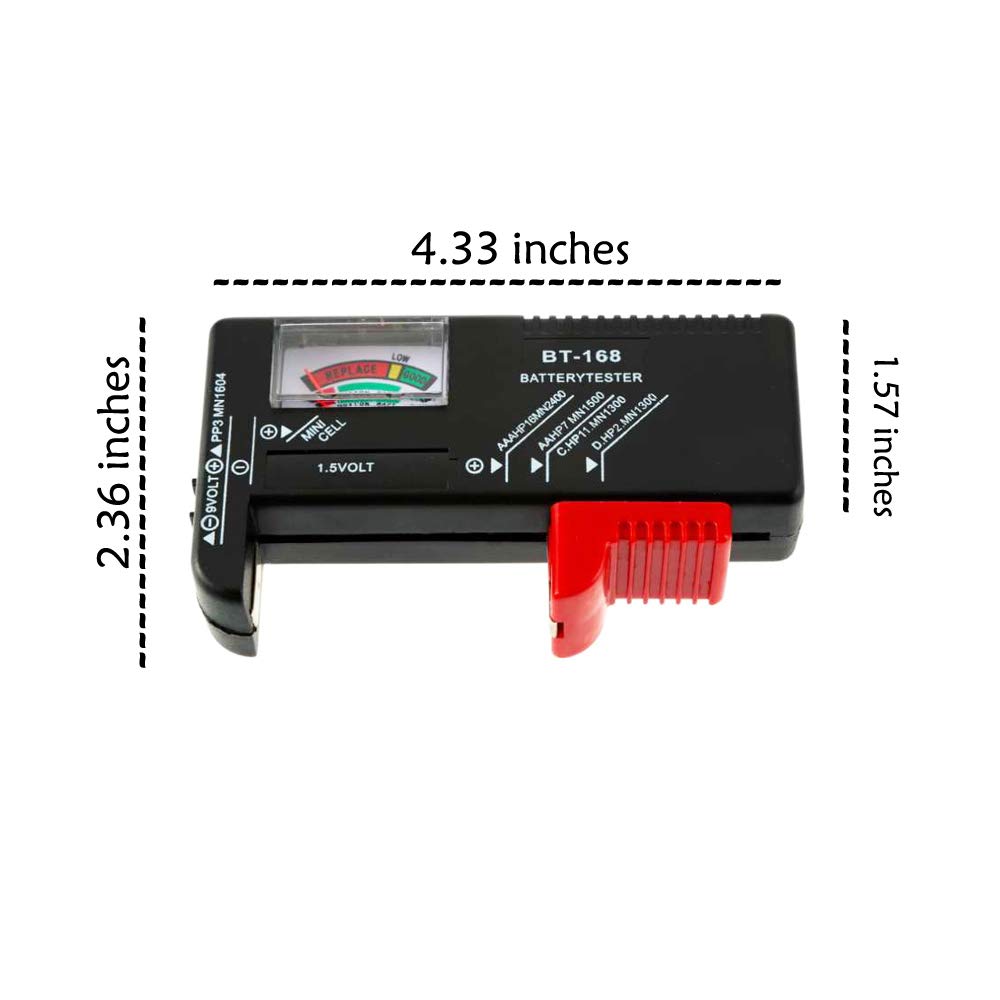 4 Pack Battery Tester, Universal Battery Checker for AA / AAA / C / D / 9V / 1.5V Button Cell Batteries