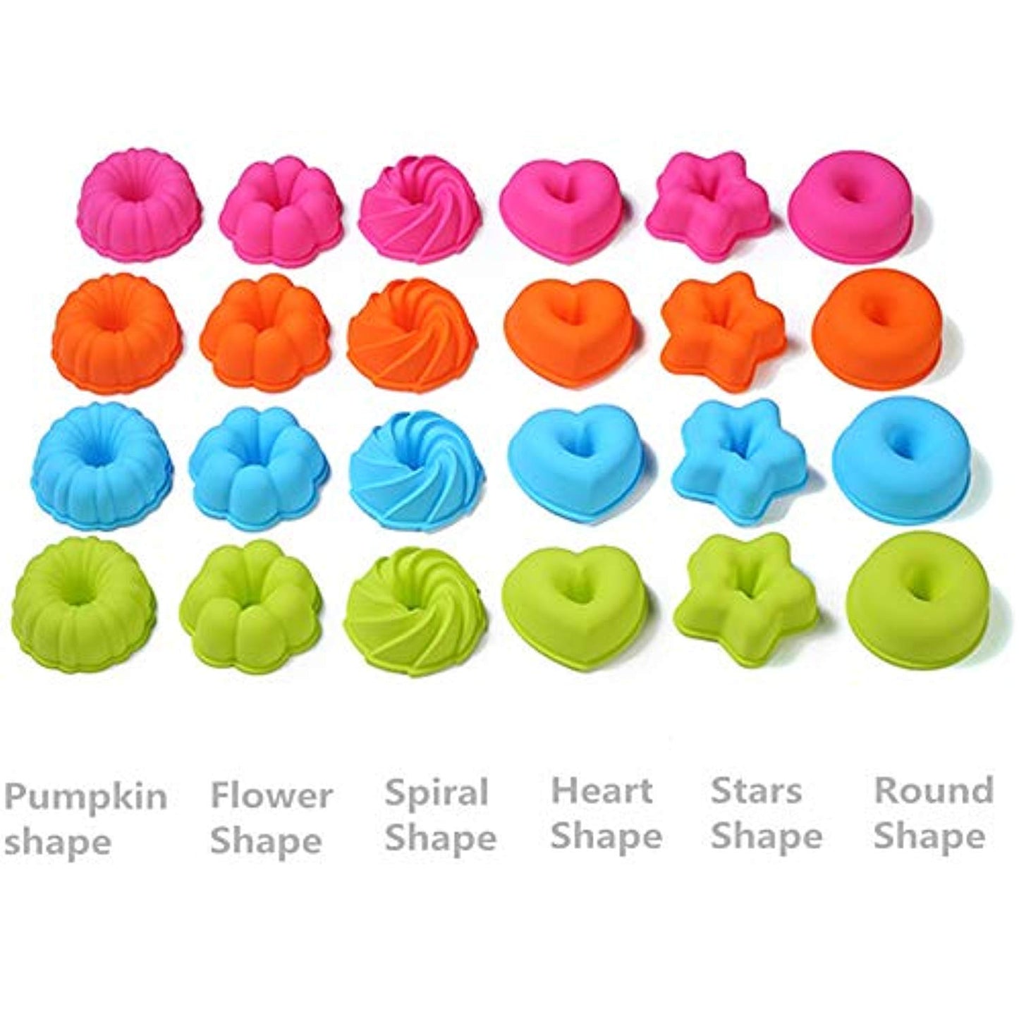 24Pc 100% Silicone Molds 2 3/4 inch Cupcake Donut BPA Free Baking Cups Set