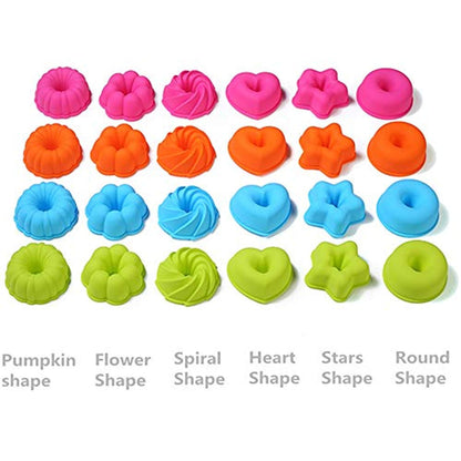 24Pc 100% Silicone Molds 2 3/4 inch Cupcake Donut BPA Free Baking Cups Set