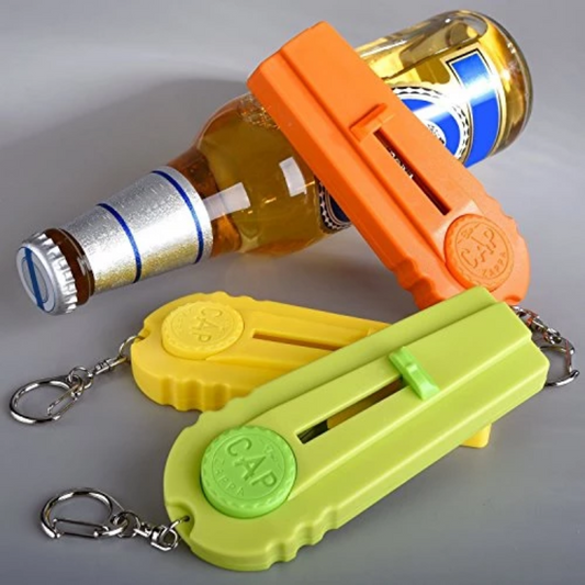 3 Pack: Zappa Bottle Cap Launcher Keychain - Orange, Yellow and, White