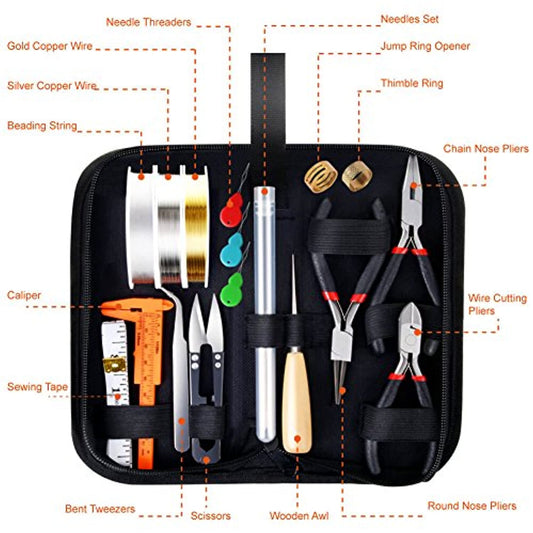 AL-Tools Jewelry Making Supplies Kit with Jewelry Tools, Jewelry Wires and Jewelry Findings for Jewelry Repair and Beading