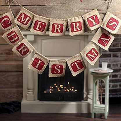 "Merry Christmas" Burlap Banner Decoration