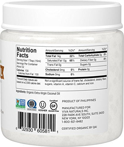 Viva Naturals Organic Extra Virgin Coconut Oil, 16 Ounce