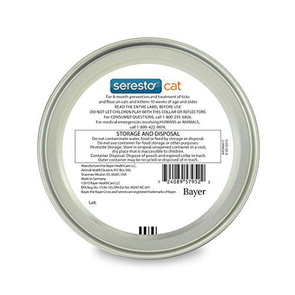 Bayer Seresto Flea and Tick Collar for Cat, all weights, 8 Month Protection, All sizes
