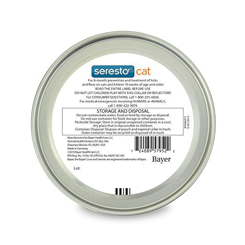 Bayer Seresto Flea and Tick Collar for Cat, all weights, 8 Month Protection, All sizes