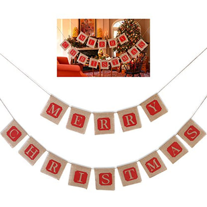 "Merry Christmas" Burlap Banner Decoration