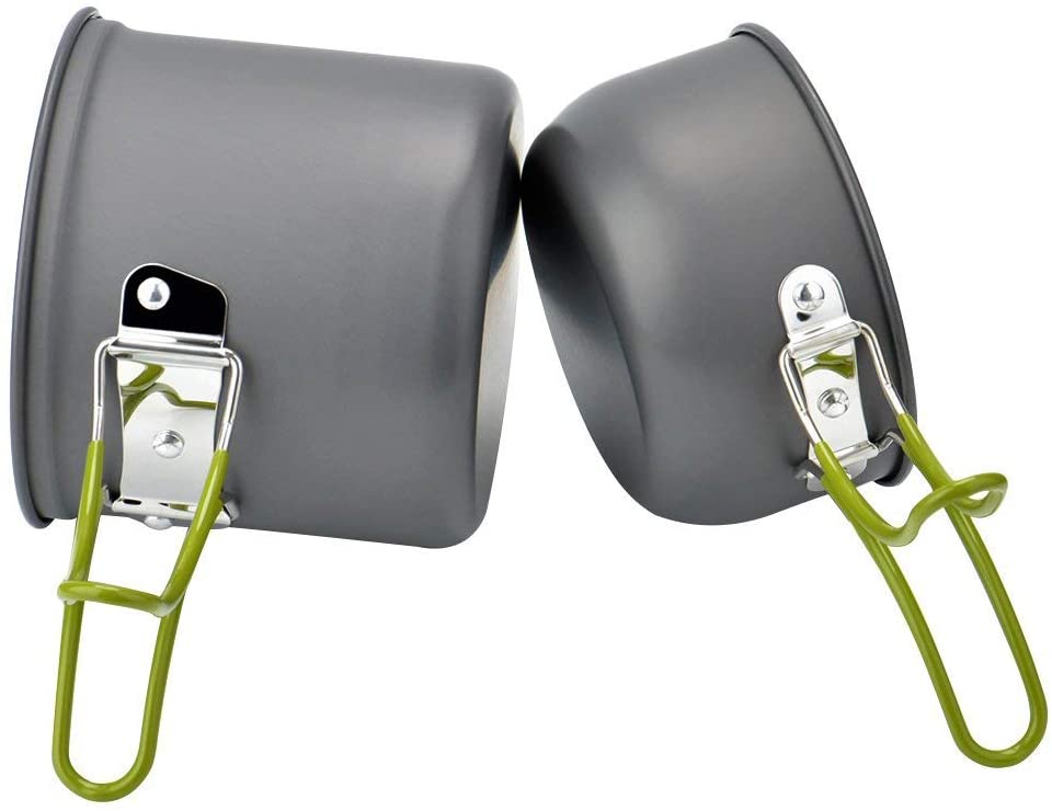 wuudi Camping Equipment, Outdoor Camping Pots and Pans Set 2PCS Camping Cookware