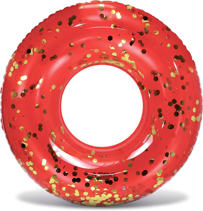  Inflatable Pool Float Tube Confetti 36 Inches Premium Swim Ring Heavy Duty Vinyl Flotation Pool Floats Toy for The Beach, Party, Vacation, UV Resistant - Pool Party